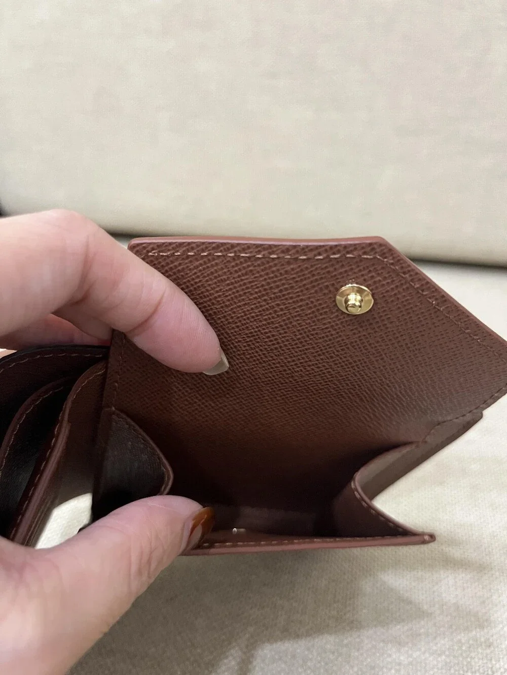 Louis Vuitton Tan/Brown Leather Money Clip Wallet
